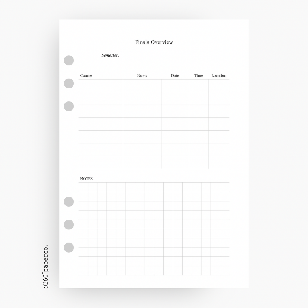 Academic Planner Inserts