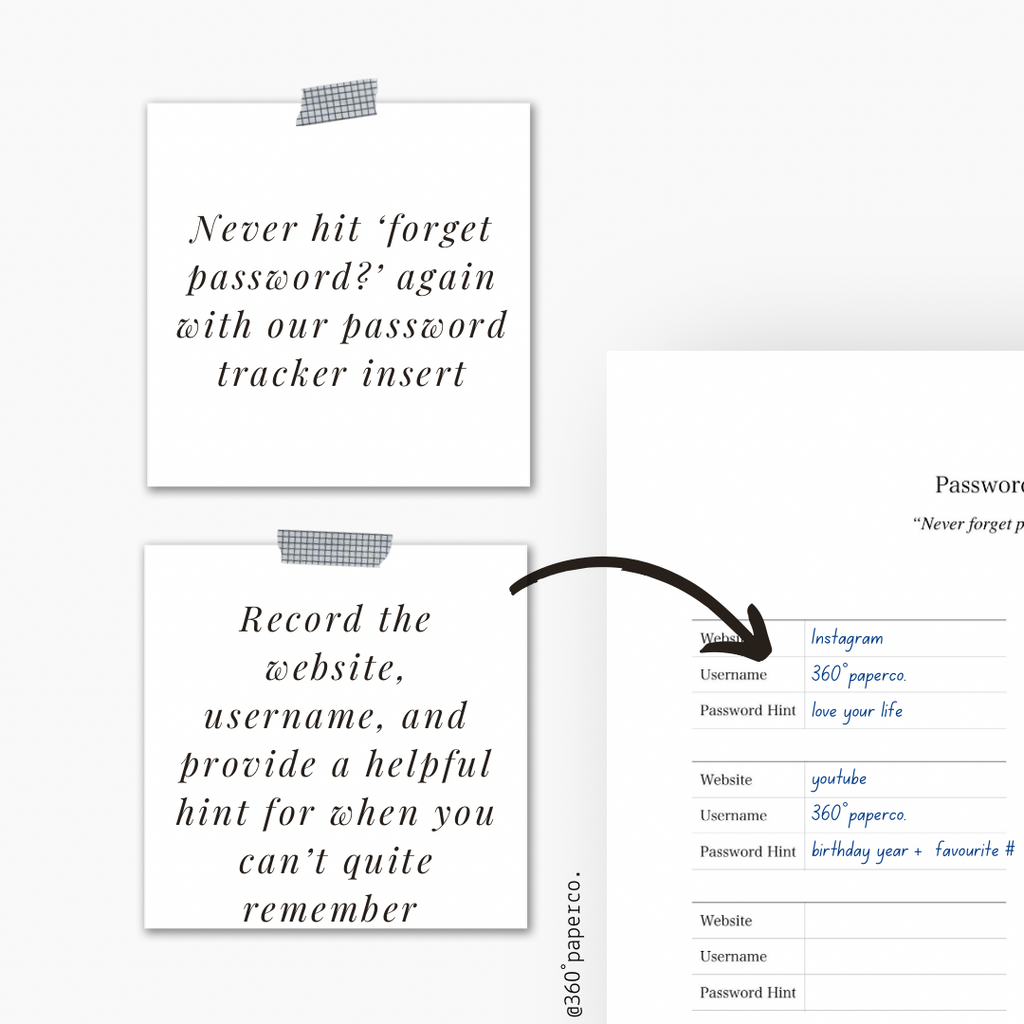 Password Tracker Planner Insert