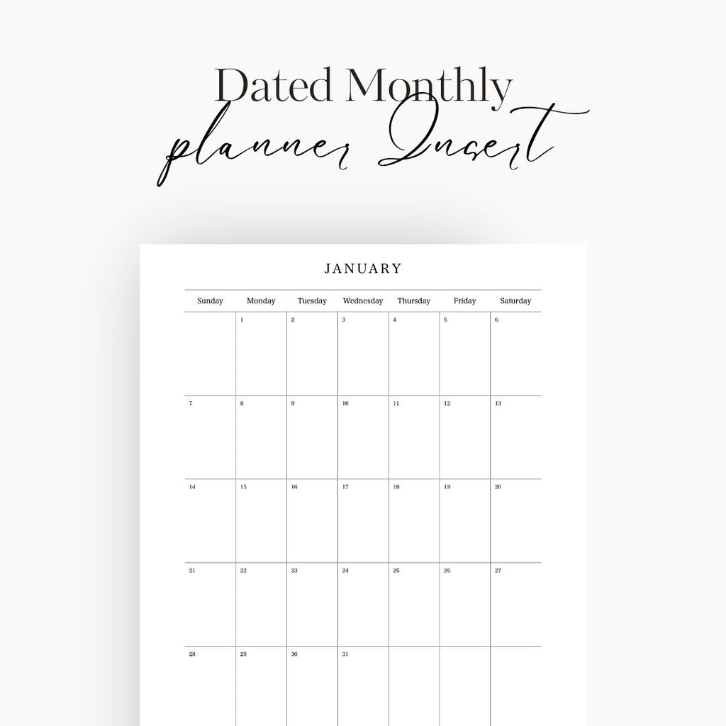 Monthly Dated Planner Insert