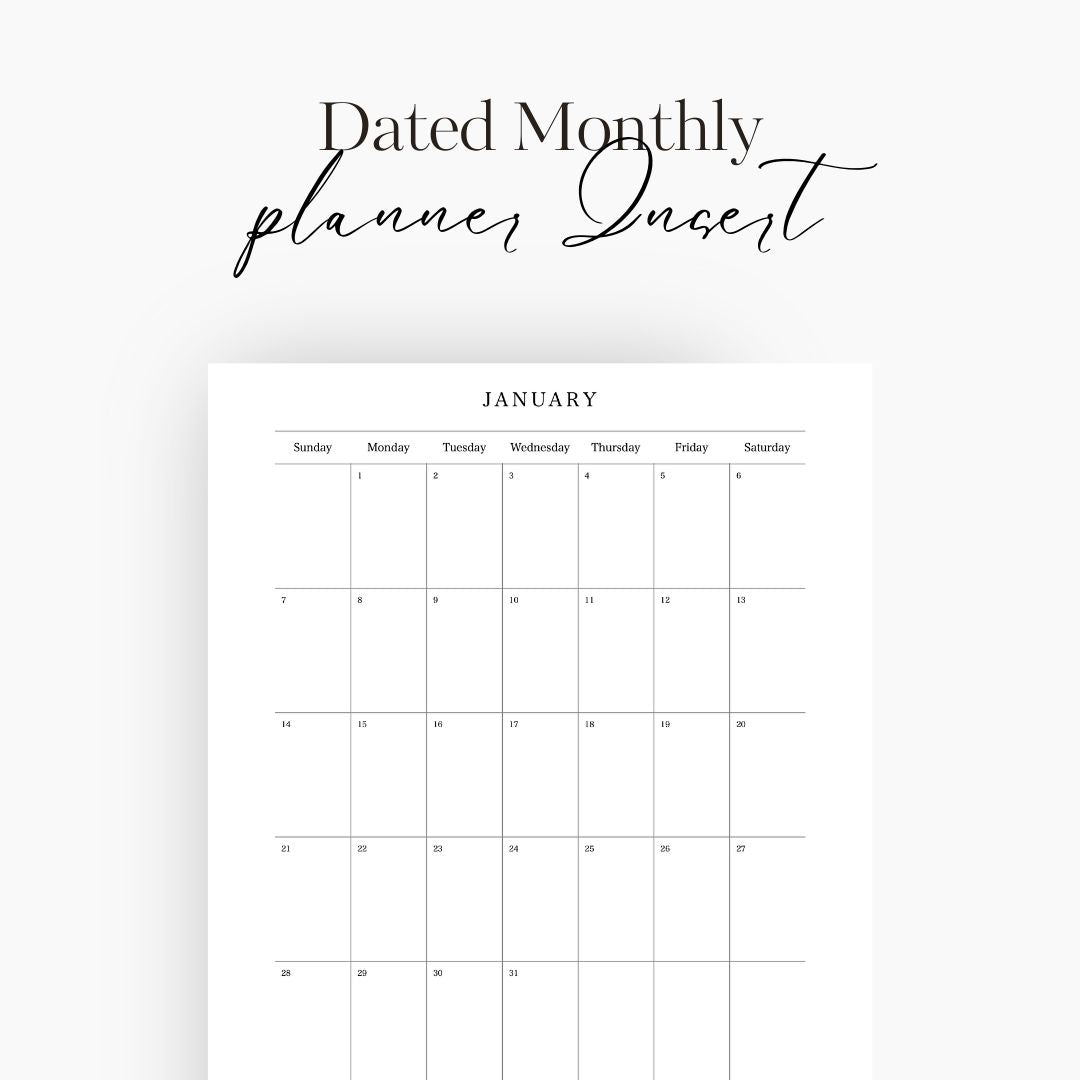 Monthly Dated Planner Insert