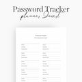 Password Tracker Planner Insert