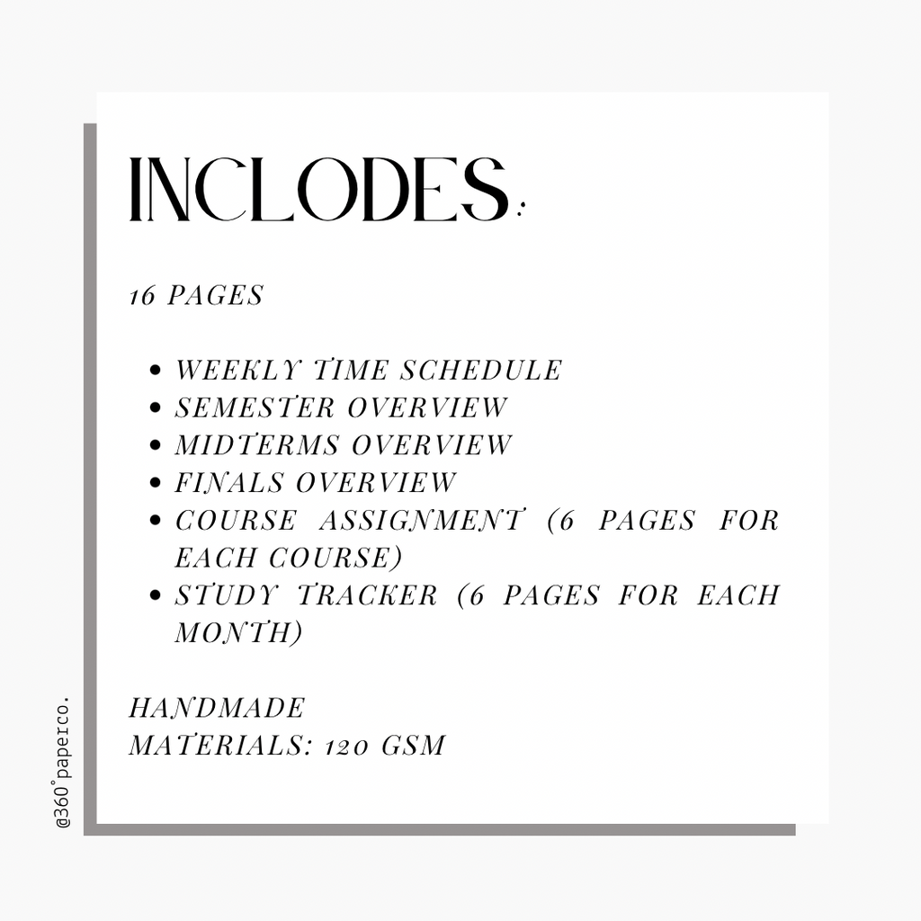 Academic Planner Inserts