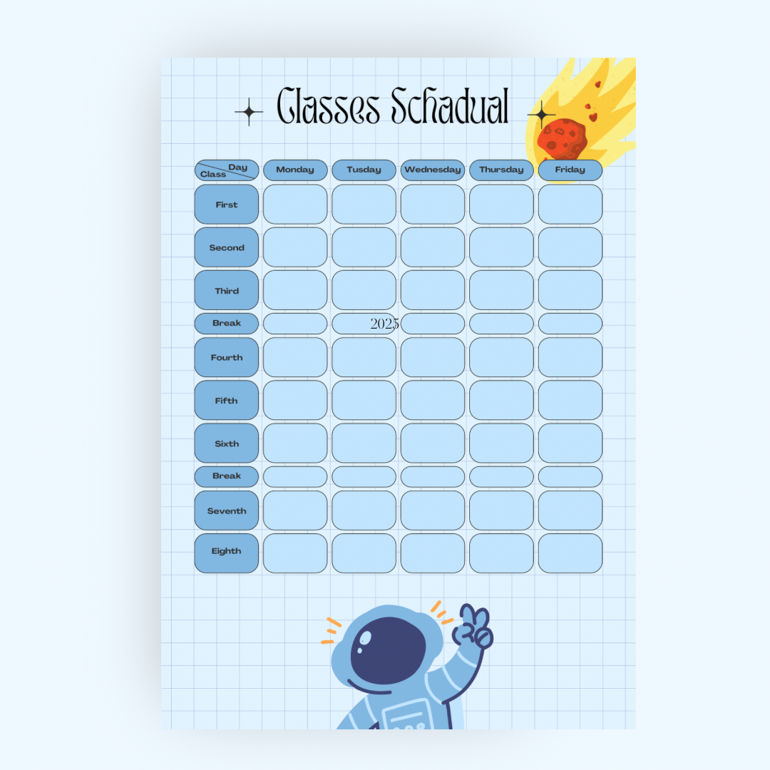 Boys' class schedule