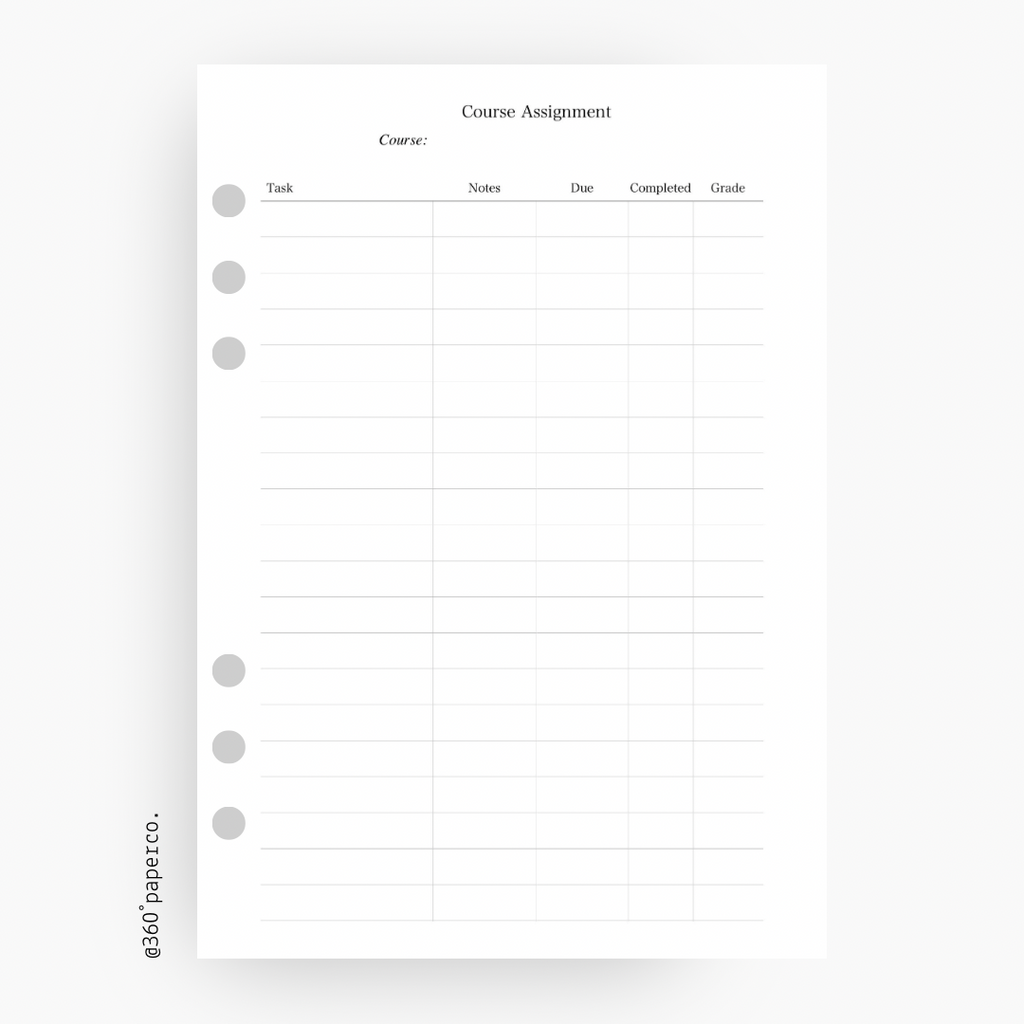 Academic Planner Inserts