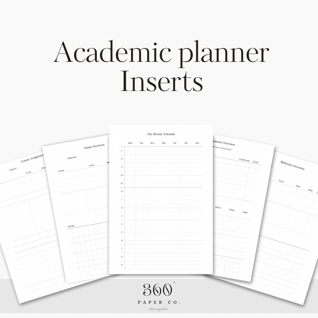 Academic Planner Inserts