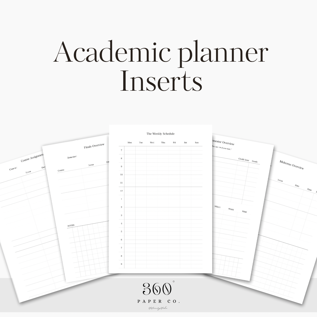 Academic Planner Inserts