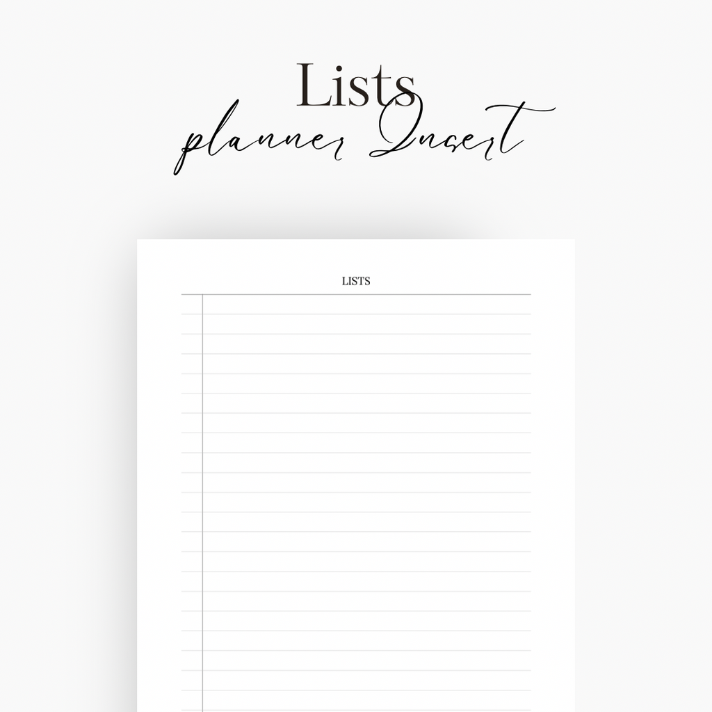Lists Planner Insert