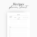 Recipes Planner Insert