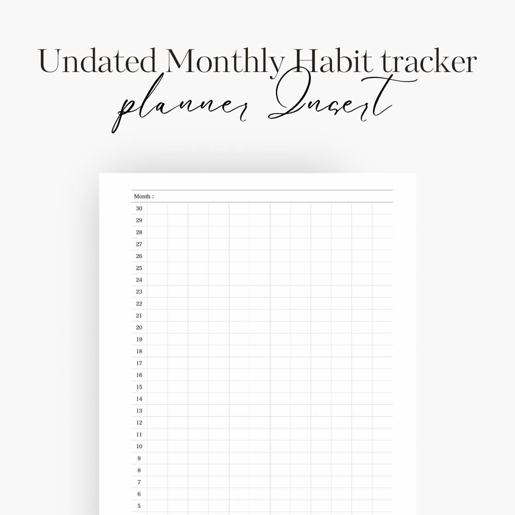 Undated Monthly Habits tracker Planner Insert