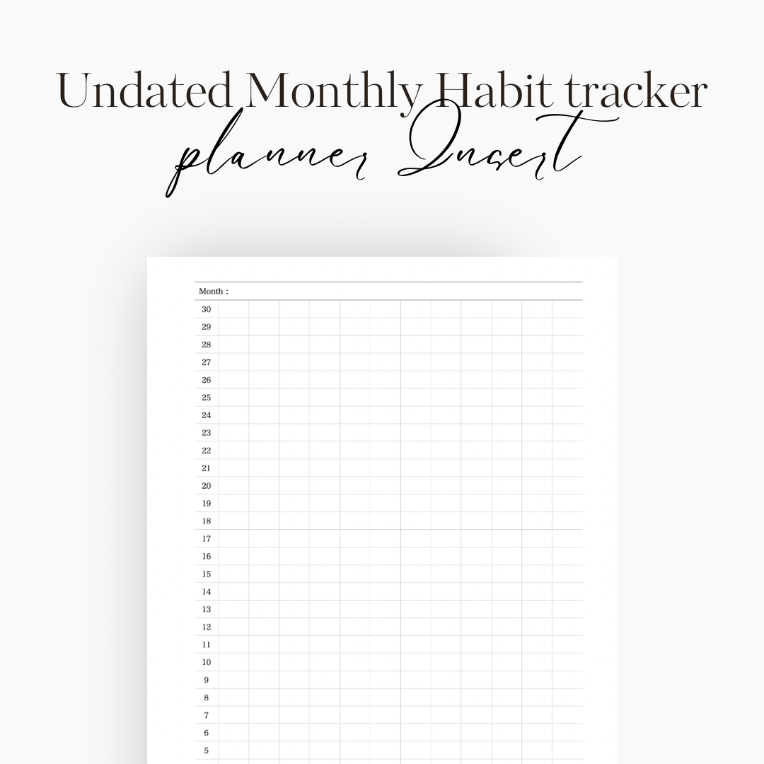Undated Monthly Habits tracker Planner Insert
