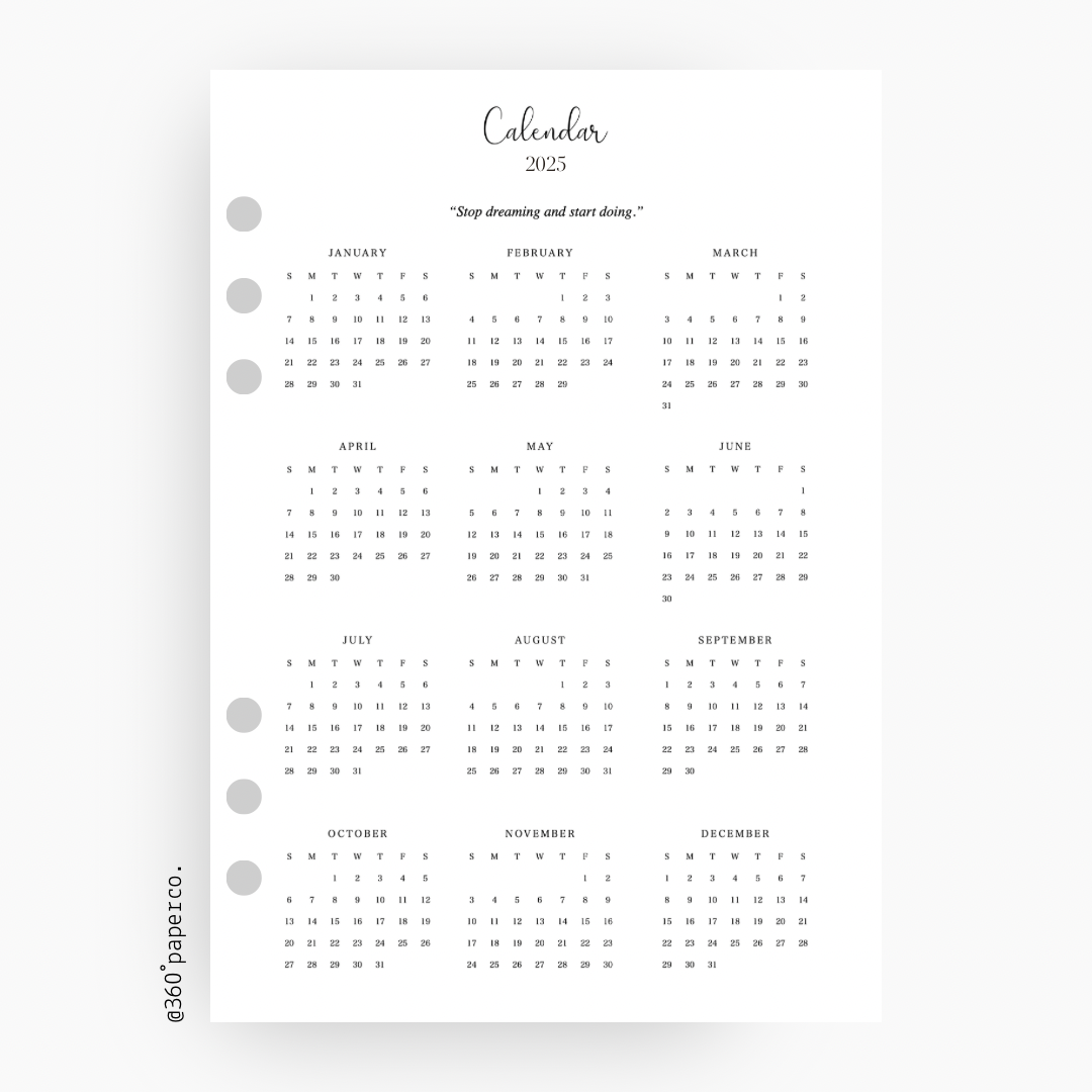 2025 Calendar year Planner Insert